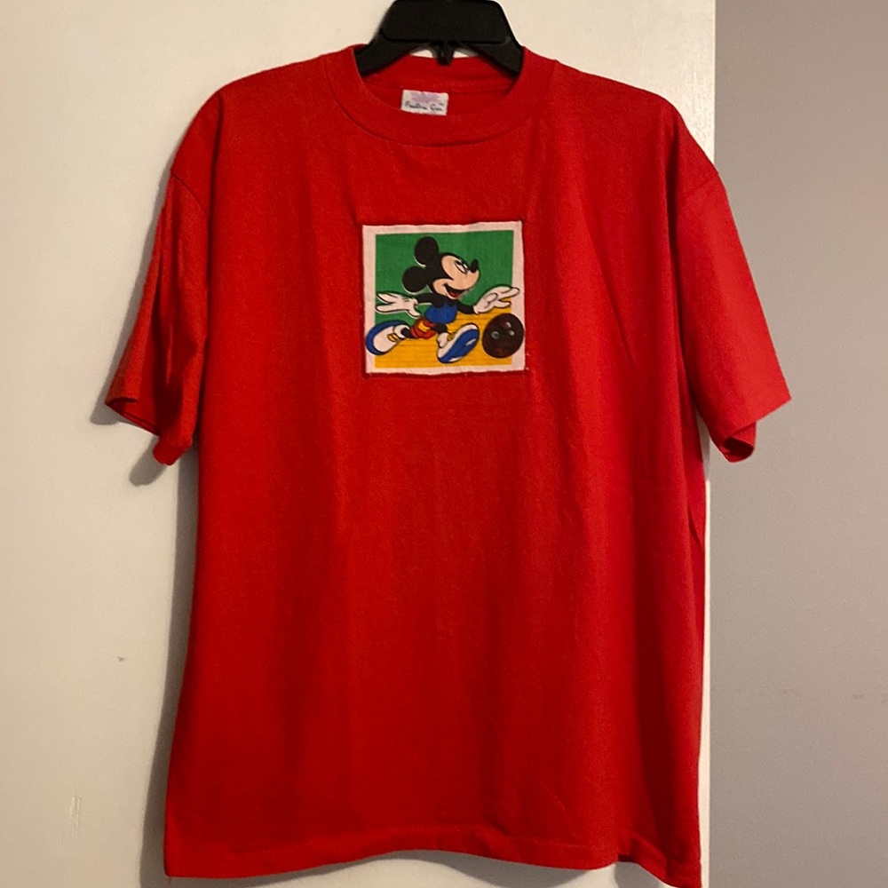 Vintage T-Shirt with Mickey Mouse Appliqué Handmade